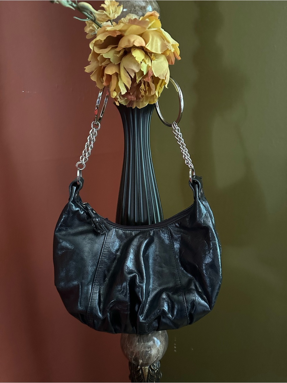 Vintage Trissino Black Chain-Handle Shoulder Bag